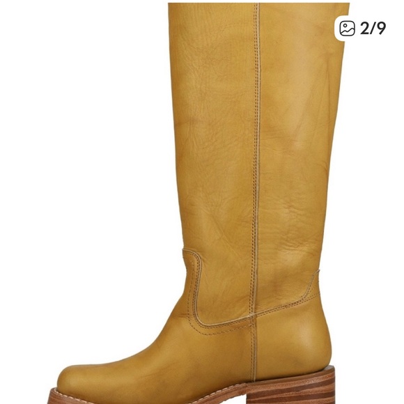 Frye Women's Mustard Leather Heeled Boots - Picture 2 of 7